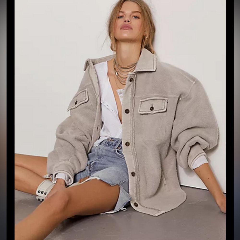 Free People Gray Oversized Jacket